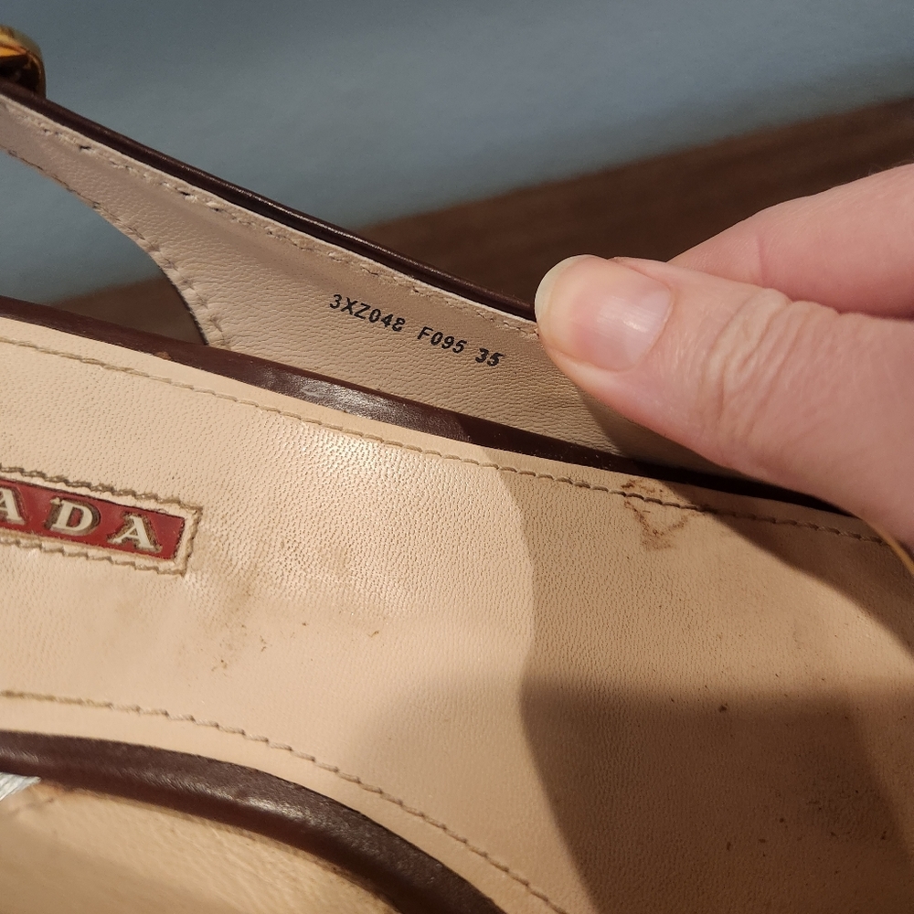 Prada Womens Brown Wedge Sandals, Size 35 - Picture 4 of 14